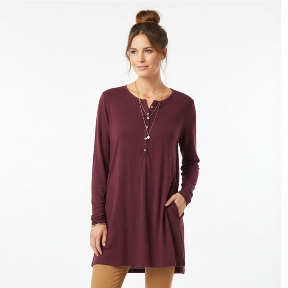 CP Shades Purple Cotton Long Sleeve Tunic Top S